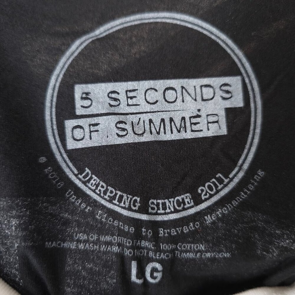 5 Seconds Of Summer T Shirt Womens Size Large Black 5SOS Ringer Tee Made In USA - Picture 6 of 7